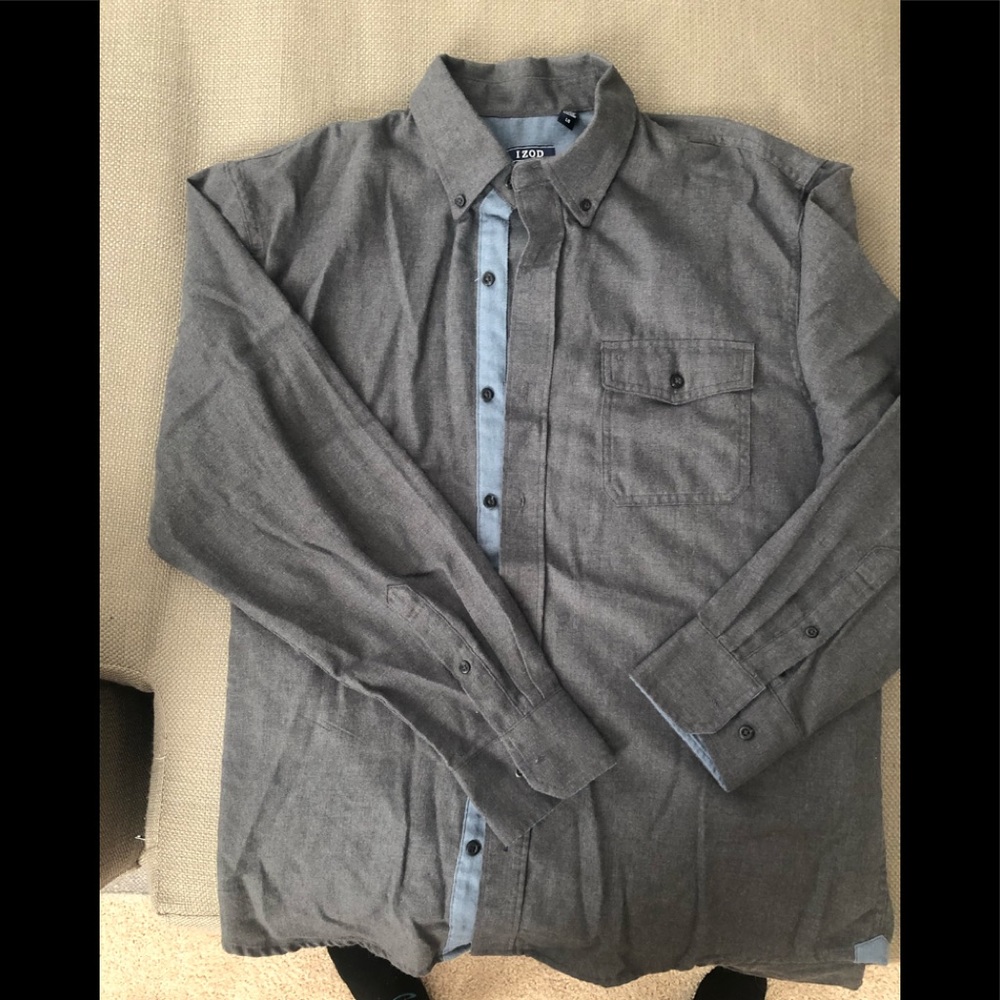 Grey flannel Izod button down shirt